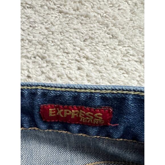 Vtg Express Boot Leg Jeans Womens 4 Long Blue Denim Low Rise Y2K 90s Retro - Picture 11 of 16